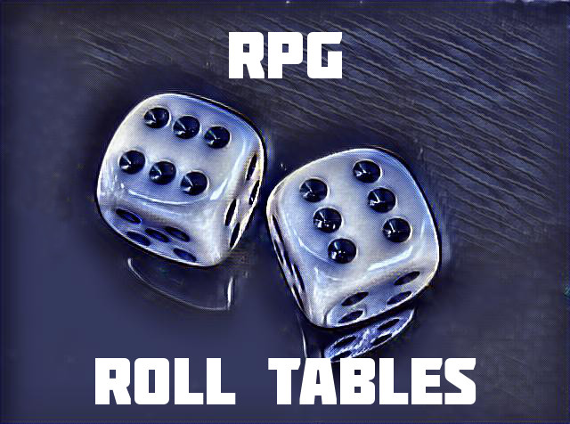 RPG roll tables logo - roll tables for role playing games.